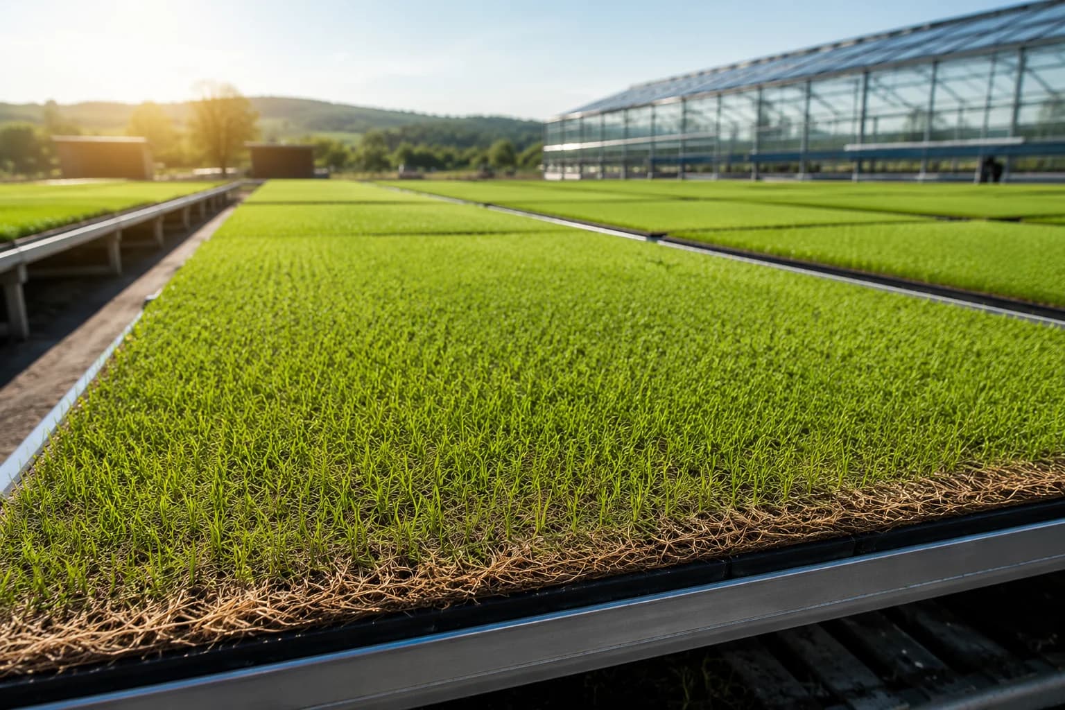 Close-up of an AGRIWEAVE biodegradable Nordic seed mat unrolled over prepared soil